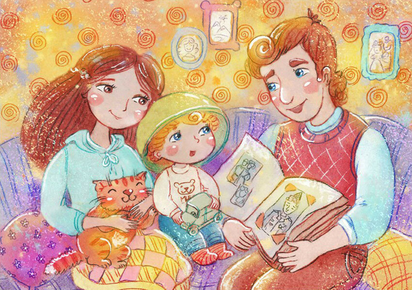 Рисунок заботимся о семье заботимся о россии. Семейное счастье иллюстрации. Современная семья иллюстрации.